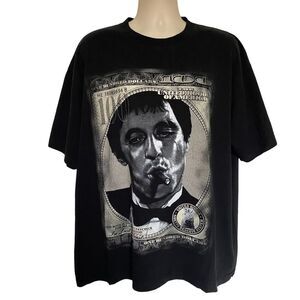 Vintage Ghetto Rules Scarface Tony Montana Al Pacino Tee Black Men’s Sz 2XL